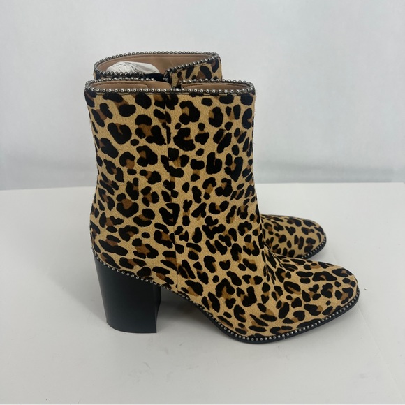 COACH Drea Beadchain Leopard Block Heel Almond Toe Ankle Boots Sz 11 - Picture 2 of 13
